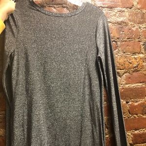 Metallic grey long sleeve form fitting mini dress